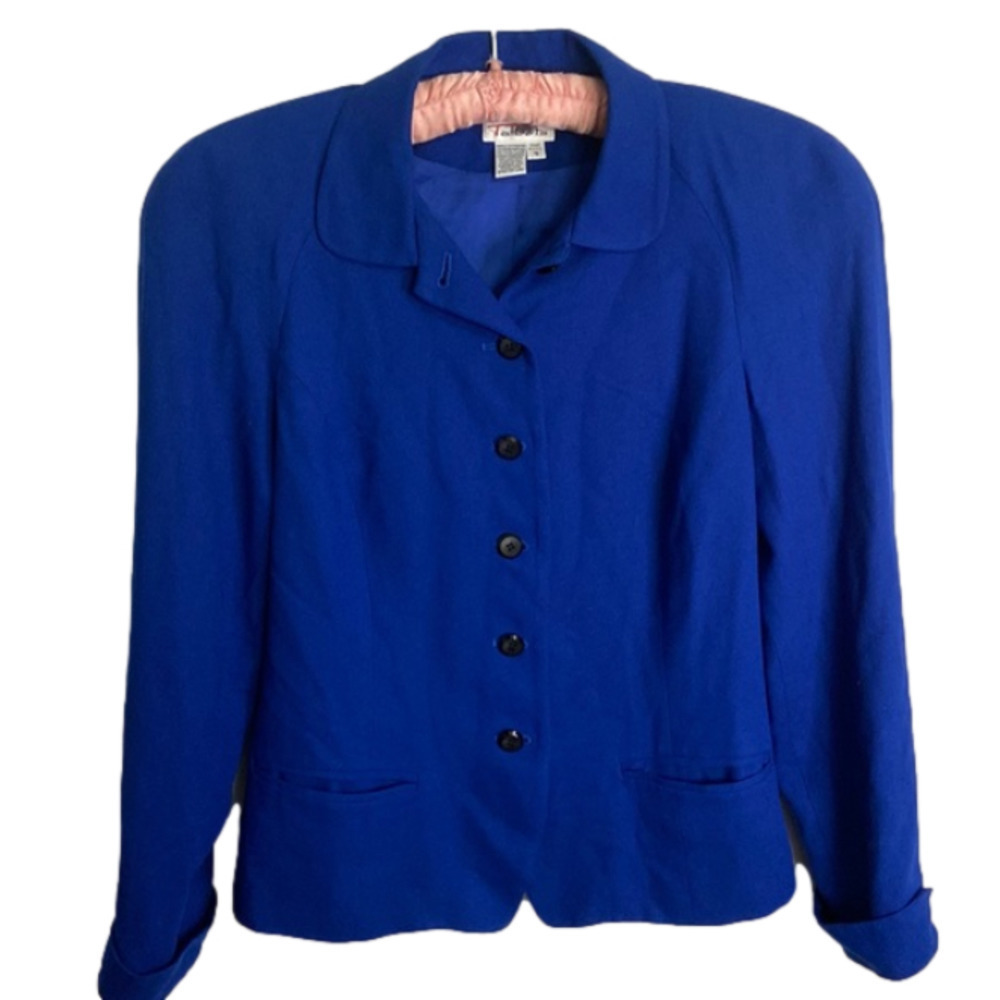 TALBOTS royal blue wool blend vintage pant suit size 4